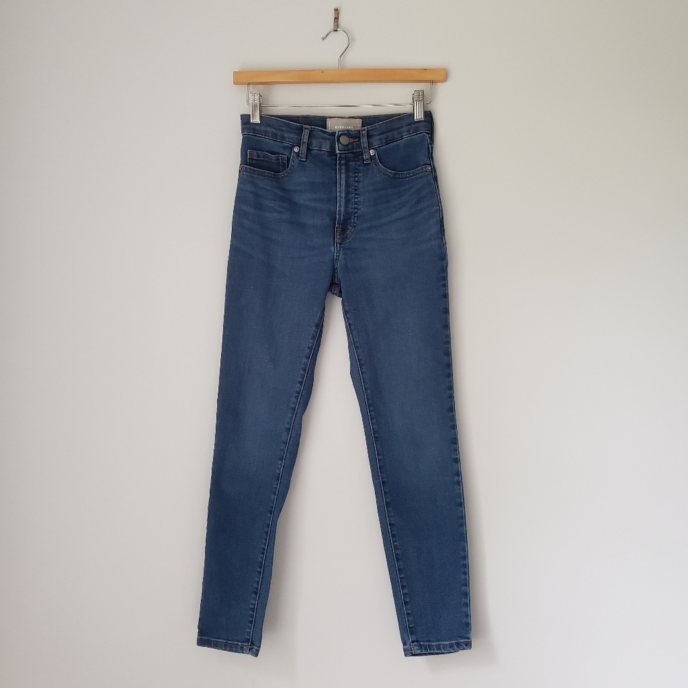 EVERLANE The Authentic Stretch High-Rise Skinny in Mid Blue 25 Ankle